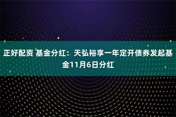 正好配资 基金分红：天弘裕享一年定开债券发起基金11月6日分红