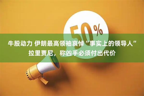 牛股动力 伊朗最高领袖哀悼“事实上的领导人”拉里贾尼，称凶手必须付出代价